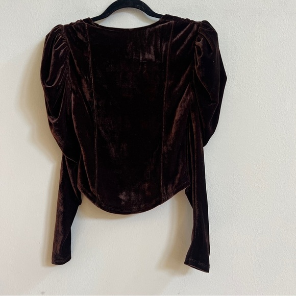 Free People Hold Me Brown Velvet Top Size Small - Picture 3 of 3